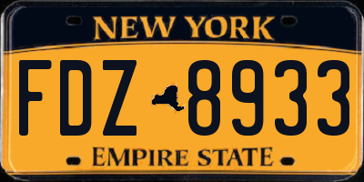 NY license plate FDZ8933