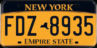 NY license plate FDZ8935