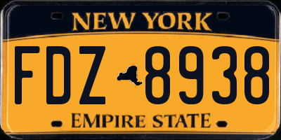 NY license plate FDZ8938