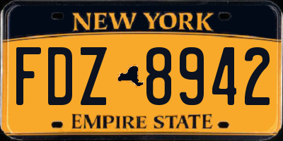 NY license plate FDZ8942