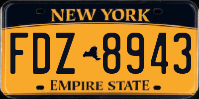 NY license plate FDZ8943