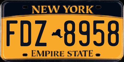 NY license plate FDZ8958