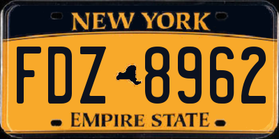 NY license plate FDZ8962