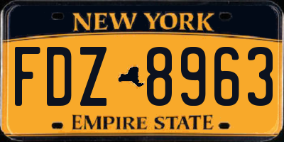 NY license plate FDZ8963