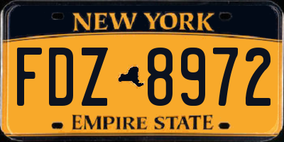 NY license plate FDZ8972