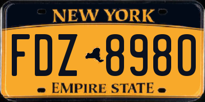 NY license plate FDZ8980