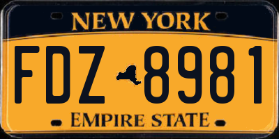 NY license plate FDZ8981