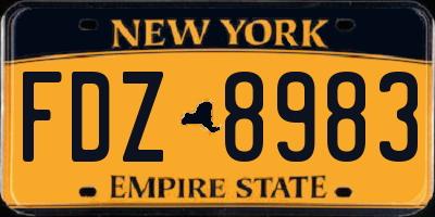 NY license plate FDZ8983