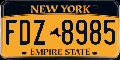 NY license plate FDZ8985