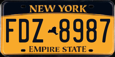 NY license plate FDZ8987