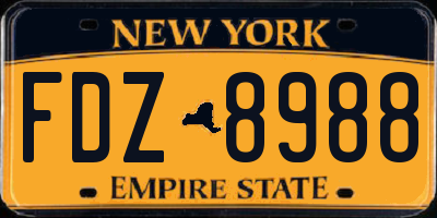NY license plate FDZ8988