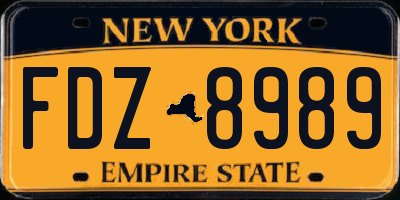NY license plate FDZ8989