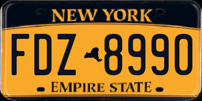 NY license plate FDZ8990
