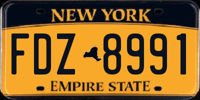 NY license plate FDZ8991