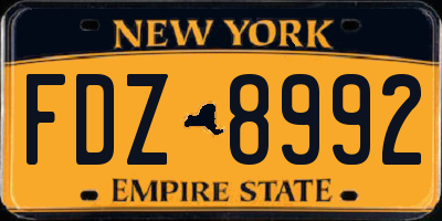 NY license plate FDZ8992