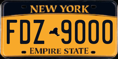 NY license plate FDZ9000