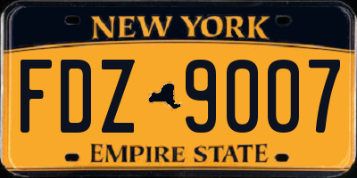 NY license plate FDZ9007
