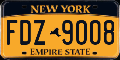 NY license plate FDZ9008
