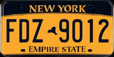 NY license plate FDZ9012