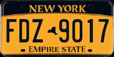 NY license plate FDZ9017