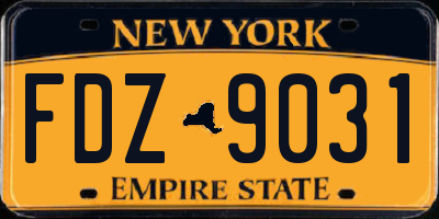 NY license plate FDZ9031