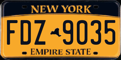 NY license plate FDZ9035