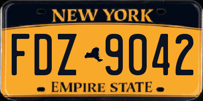 NY license plate FDZ9042