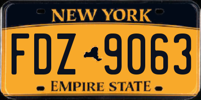 NY license plate FDZ9063