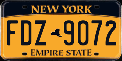NY license plate FDZ9072