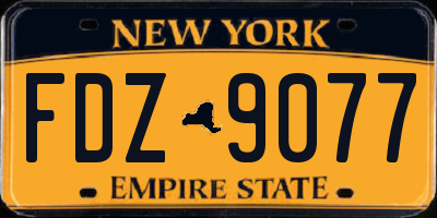 NY license plate FDZ9077