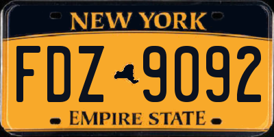 NY license plate FDZ9092