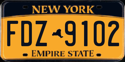 NY license plate FDZ9102