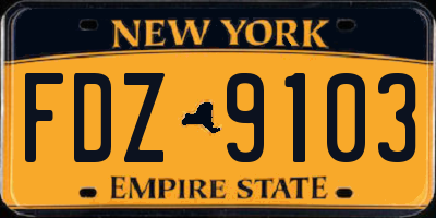 NY license plate FDZ9103