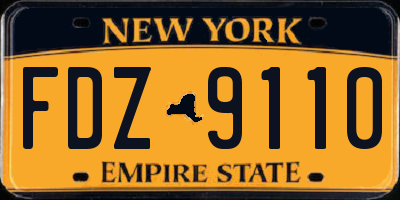 NY license plate FDZ9110