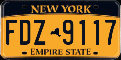 NY license plate FDZ9117