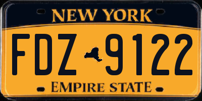 NY license plate FDZ9122