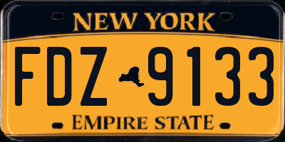 NY license plate FDZ9133