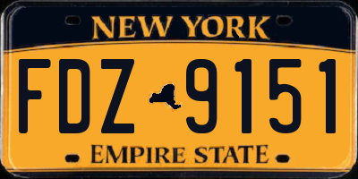 NY license plate FDZ9151