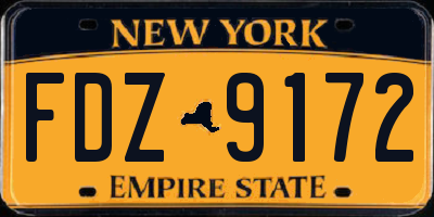 NY license plate FDZ9172