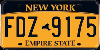 NY license plate FDZ9175