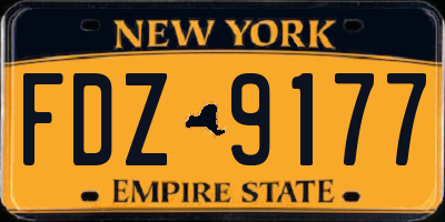 NY license plate FDZ9177