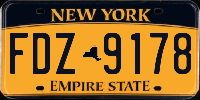 NY license plate FDZ9178