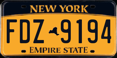 NY license plate FDZ9194