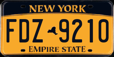 NY license plate FDZ9210