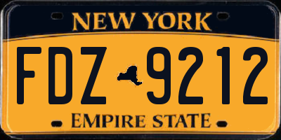 NY license plate FDZ9212