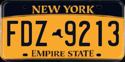 NY license plate FDZ9213