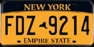 NY license plate FDZ9214