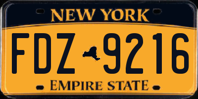 NY license plate FDZ9216