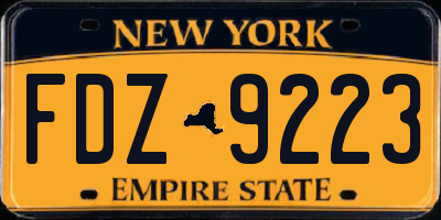 NY license plate FDZ9223