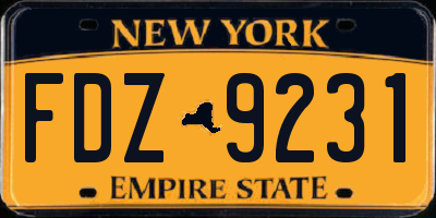 NY license plate FDZ9231